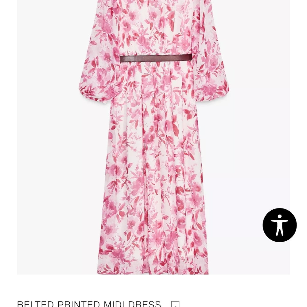 Zara Pink Floral Midi Dress - Picture 4 of 12